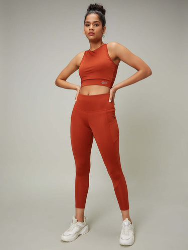 Shop-Padded Cross Back Crop Top Arabian Spice