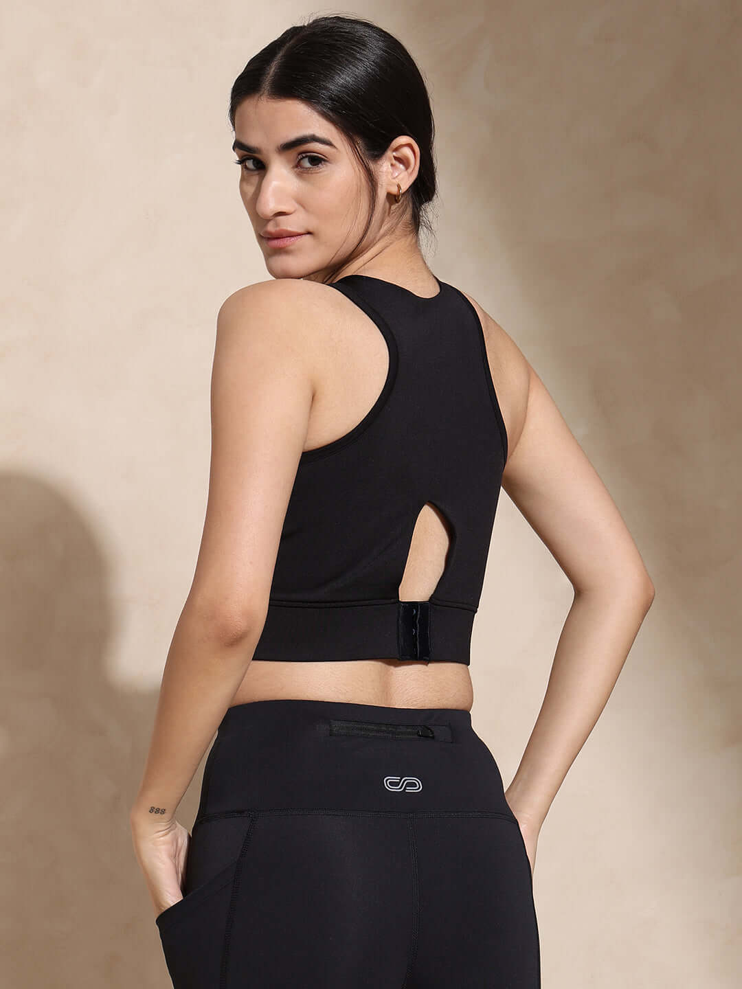 Shop-Keyhole Back Crop Top with Clasp Black