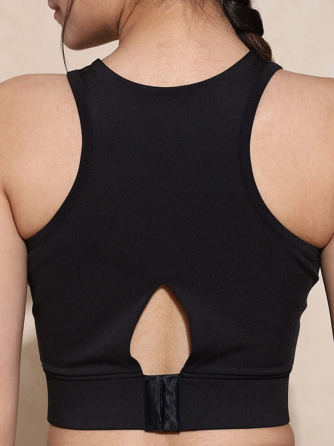 Shop-Keyhole Back Crop Top with Clasp Black