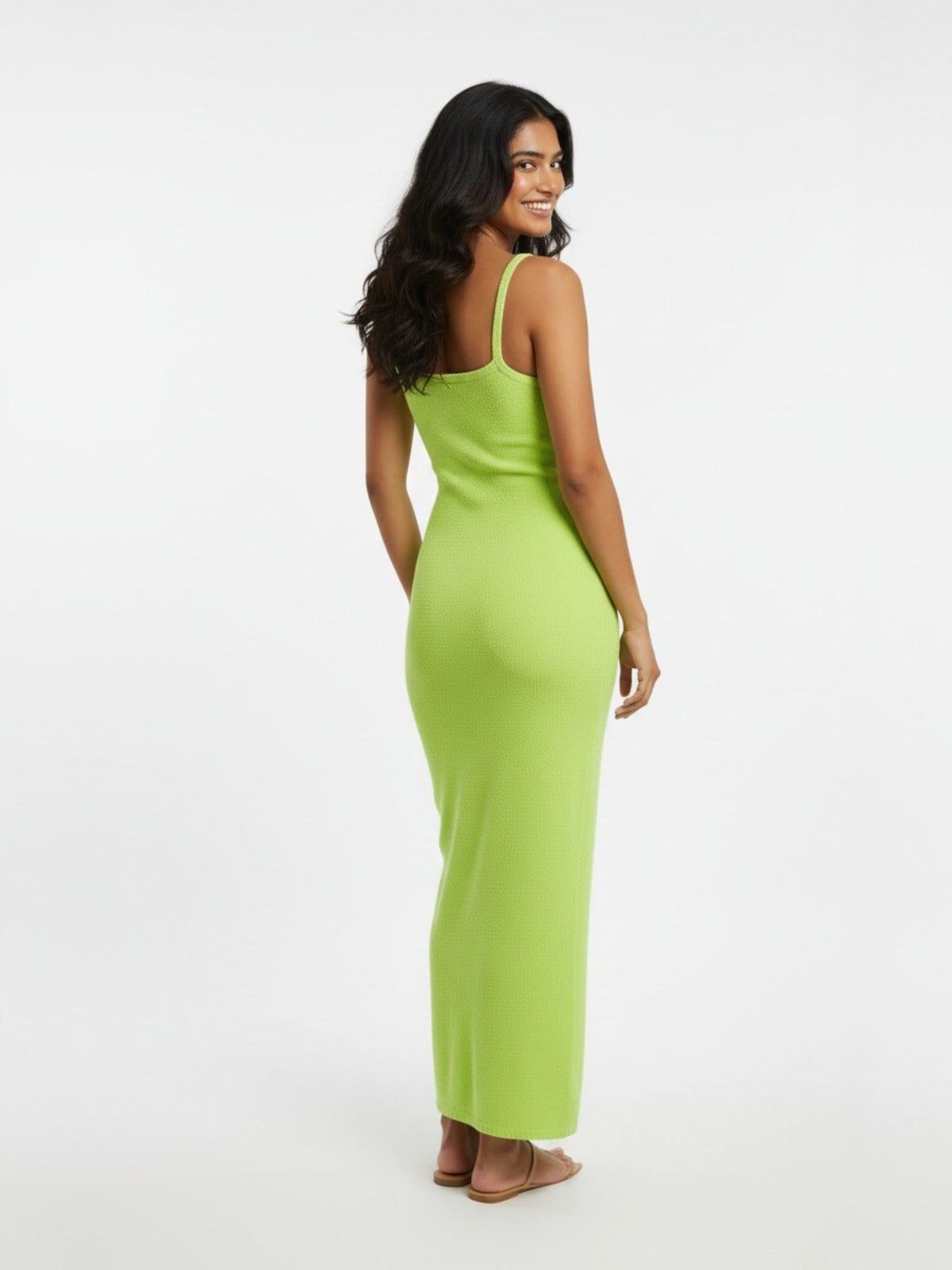 Neon Green Maxi Beachwear Knit Dress