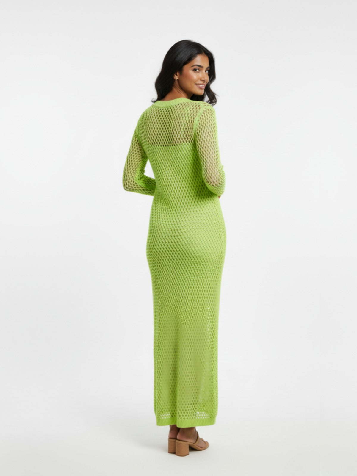 Neon Green Maxi Beachwear Knit Dress