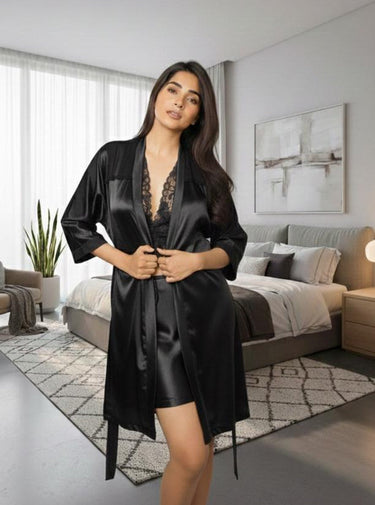 Moonlit Lace – Satin Nighty & Robe Set