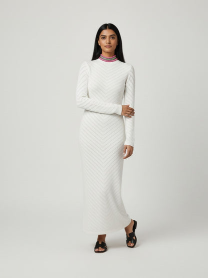 White Knitted Bodycon Beachwear Maxi Dress