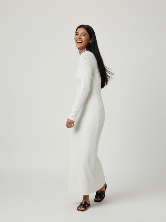 White Knitted Bodycon Beachwear Maxi Dress