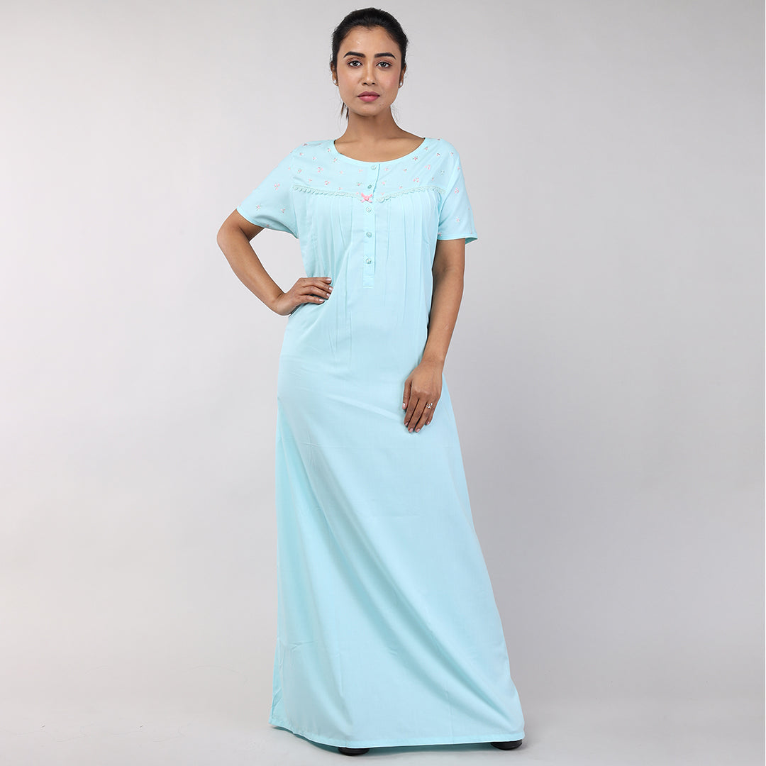 Women Blue Bizzy Lizzy Cotton Nighty