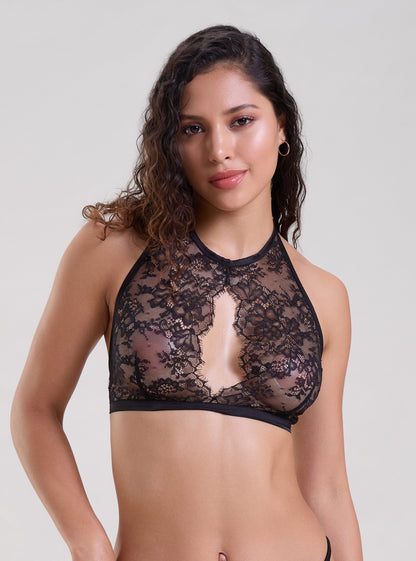 Black Lace Halter Neck Bralette