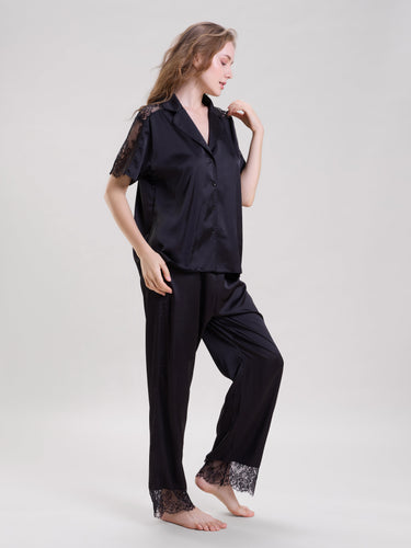 Black Lace Pajama Set