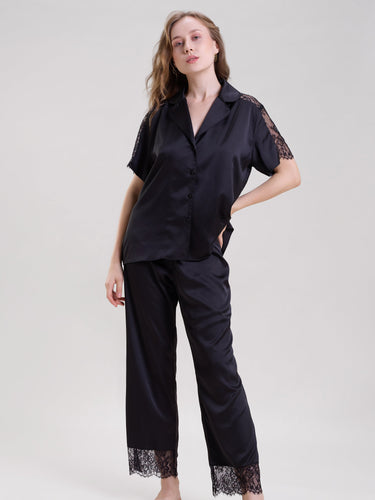 Black Lace Pajama Set