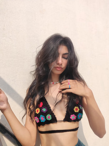 Crochet bralette for womens. This crochet bralette is handmade with adjustable straps.
