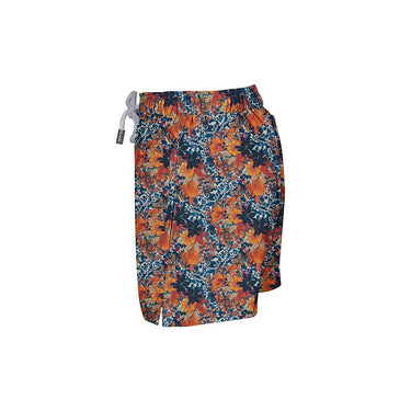 House of Malabaar boy's swim shorts with a fall foliage print.