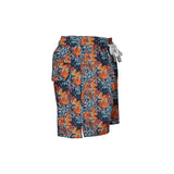 House of Malabaar boy's swim shorts with a fall foliage print.
