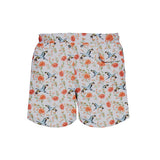 House of Malabaar boy's swim shorts with flying crane print.