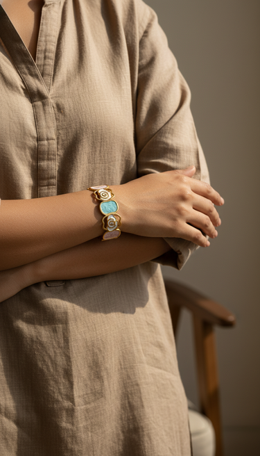 Pearled Blossom Cuff Bracelet