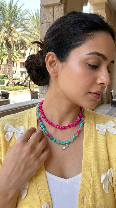 Dragonfruit Daiquiri Layered Beaded Necklace