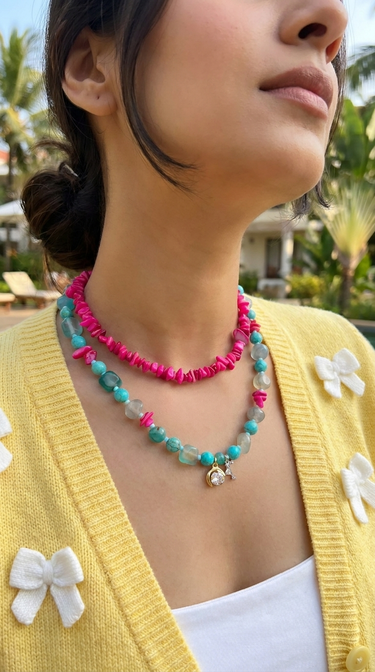 Dragonfruit Daiquiri Layered Beaded Necklace