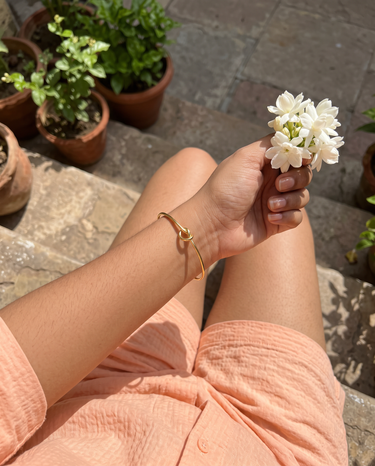 Entwine Cuff Bracelet – worn lifestyle photo