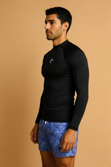 Men's Surfing Rash Guard Long Sleeve - Borne Black