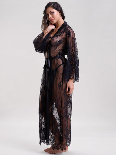 Black Lace Long Robe