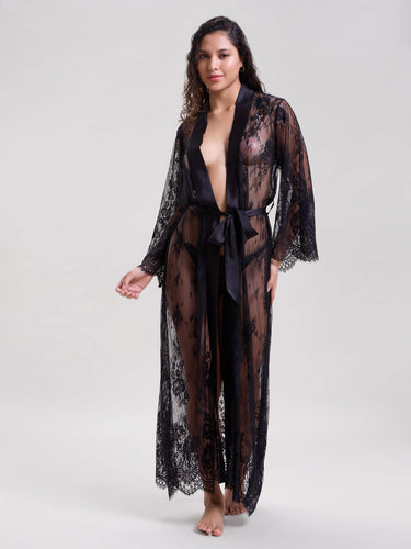 Black Lace Long Robe