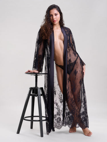 Black Lace Long Robe
