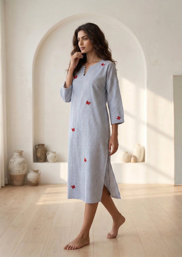 Azure Butterfly Stripe Nightshirt