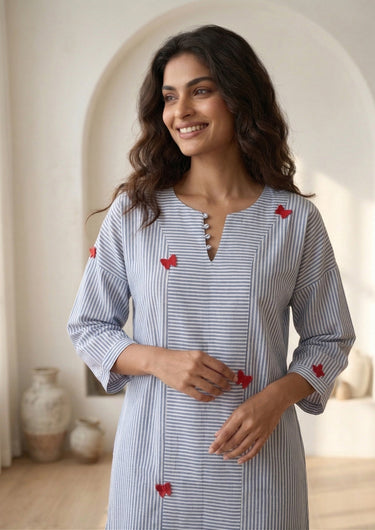 Azure Butterfly Stripe Nightshirt