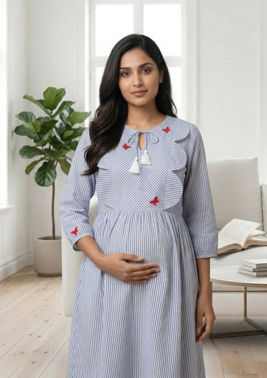 Azure Butterfly Maternity Nightdress