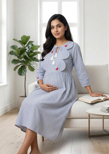 Azure Butterfly Maternity Nightdress