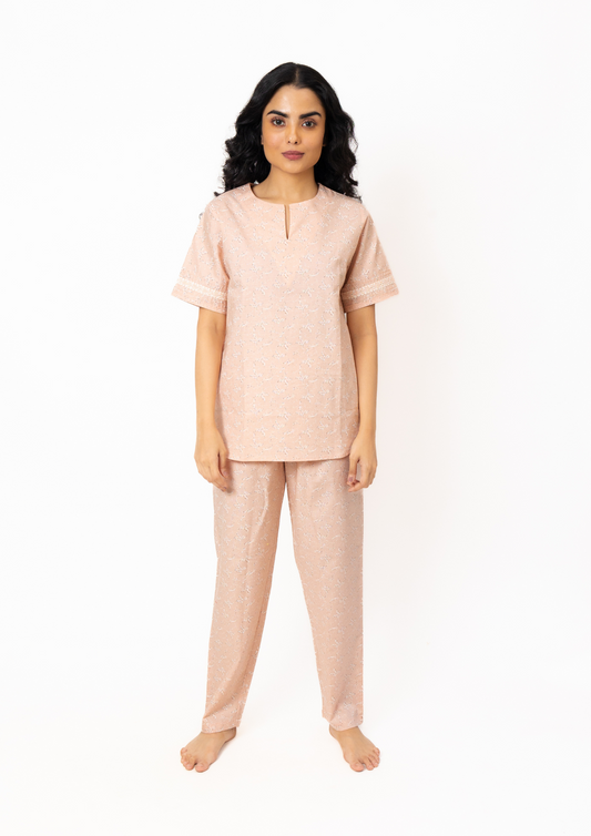 Blush Breeze - Cotton Printed Night Suit