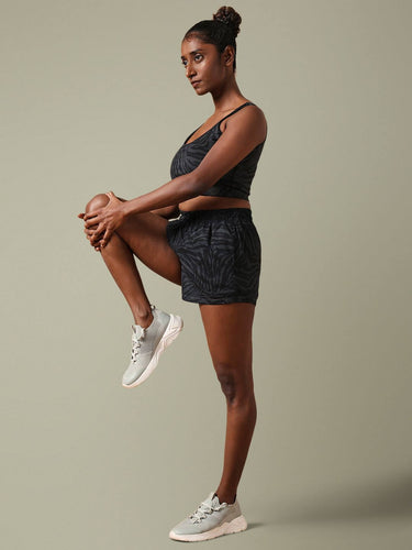 Shop-Aura Round Neck Sports Bra Grey Animal