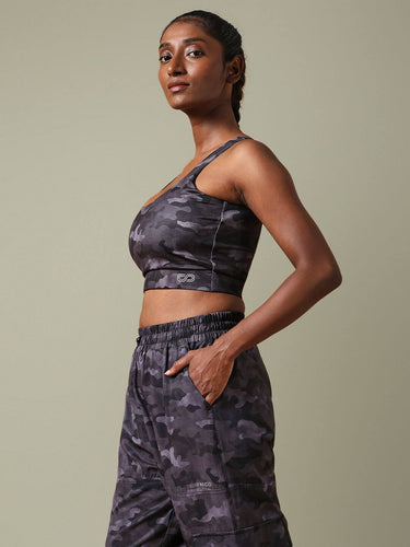 Shop-Aura Round Neck Sports Bra Dark Camo