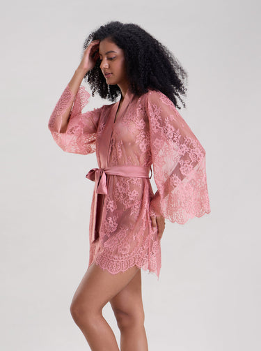 Blush Pink Lace Robe