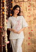 Scarlet Stem Embroidered Night Suit