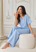 Sky Whisper Embroidered Night Suit