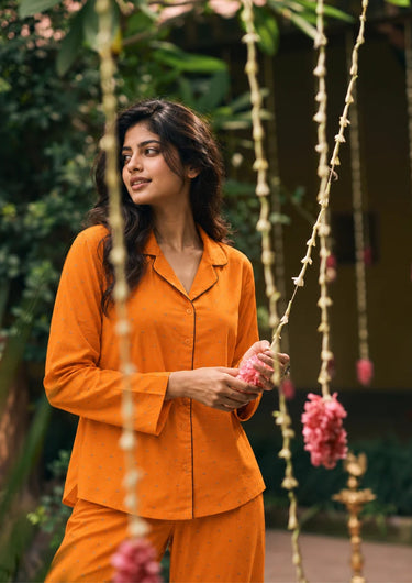 Tangerine Twinkle – Cotton Night Suit for Moms