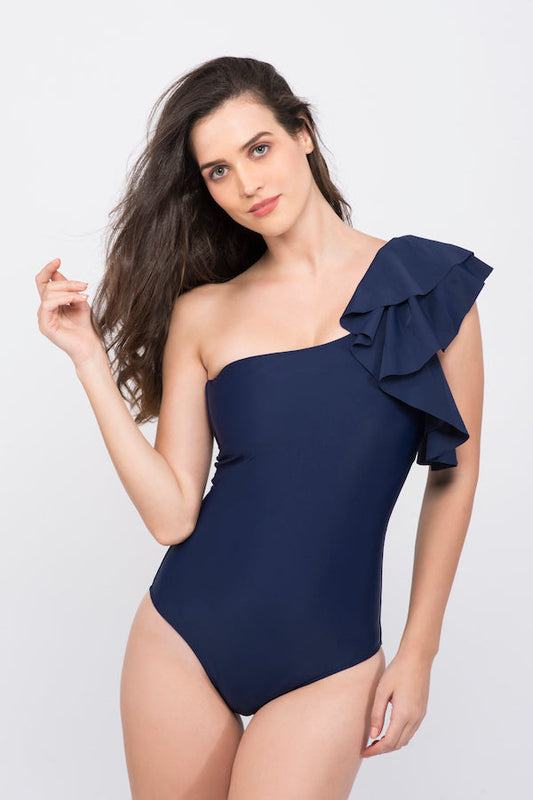 One Shoulder Ruffle Classic Swimsuit