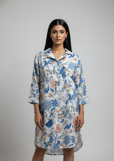 Blue Botanica Sleep Shirt with Bottom