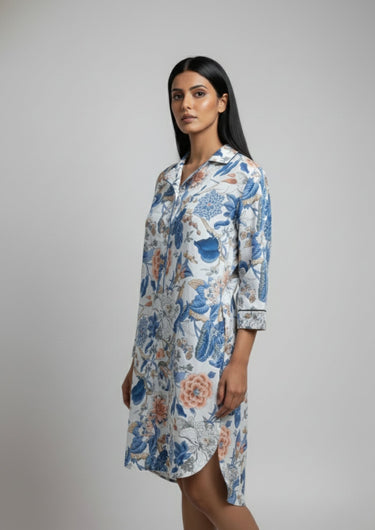 Blue Botanica Sleep Shirt with Bottom