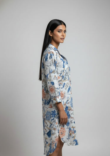 Blue Botanica Sleep Shirt with Bottom