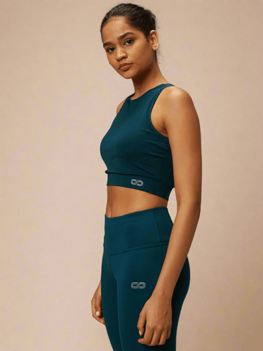 Shop-Teal Padded Cross Back Crop Top & 7/8 Leggings