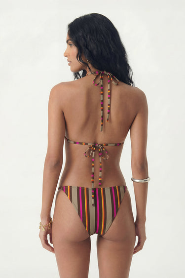 Terracotta Stripe Triangle Bikini Set