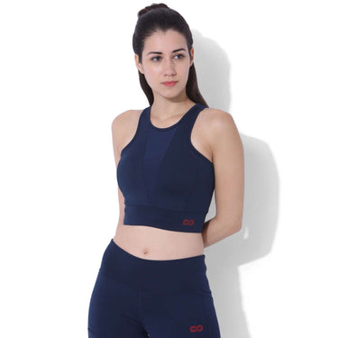 Padded Biker Crop Top Navy-Padded Crop Top-Silvertraq-Silvertraq