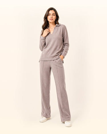 Beige Ottoman High-Rise Flared Pant