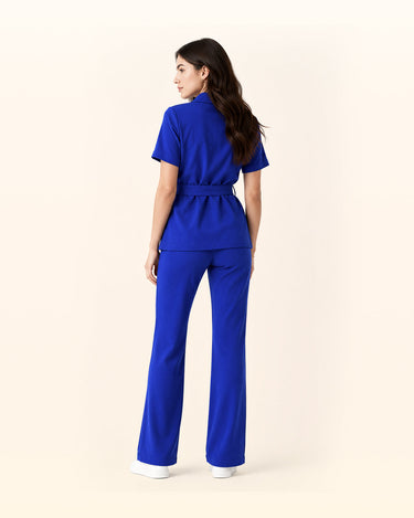 Luminous Blue Waffle High-Rise Wide-Leg Pant