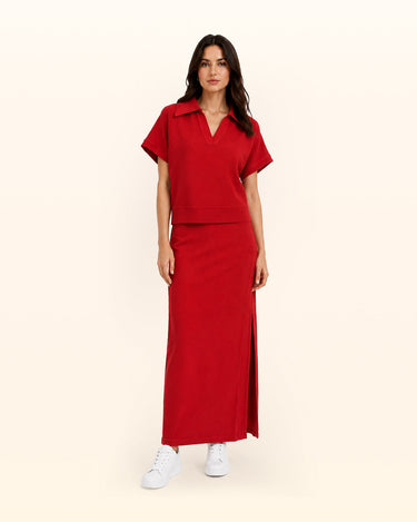 Crimson Terry Collared Polo