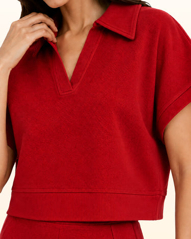 Crimson Terry Collared Polo