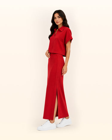 Crimson Terry Collared Polo