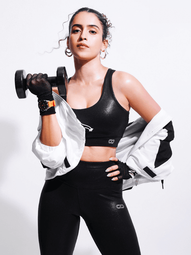 Shop-Gloss Bra & Ath Track Leggings Shiny Black
